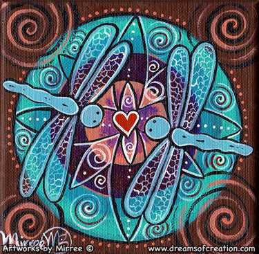 Dragonfly I am Blissful Framed Canvas Print by Mirree Contemporary Aboriginal Art